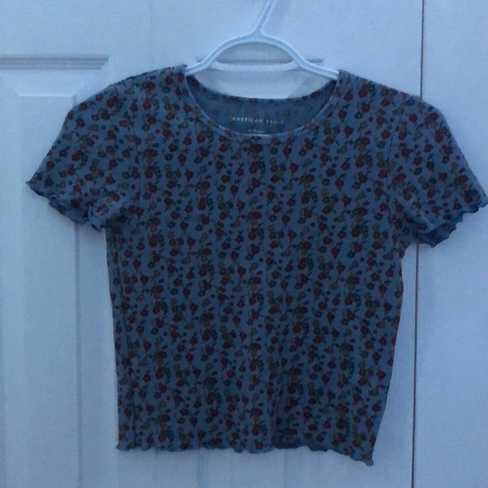 American eagle blue flower baby tee